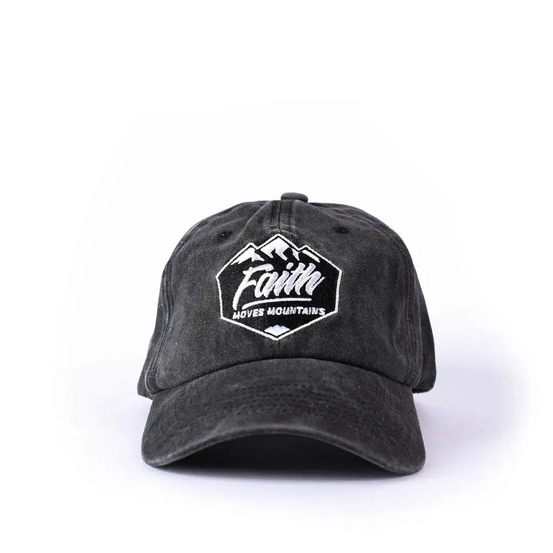 "Faith Moves Mountains" gray hat - adjustable