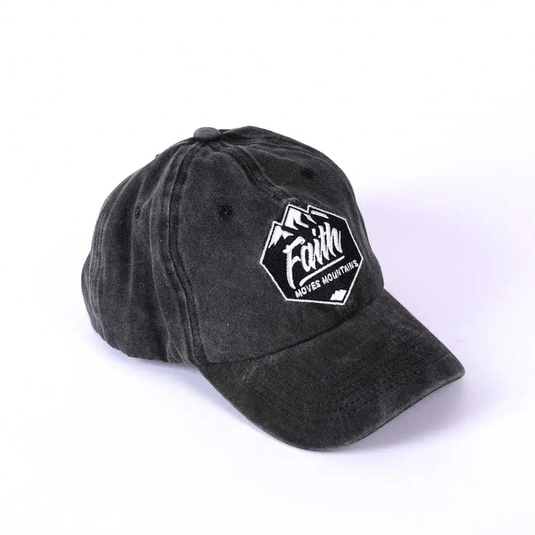 "Faith Moves Mountains" gray hat - adjustable