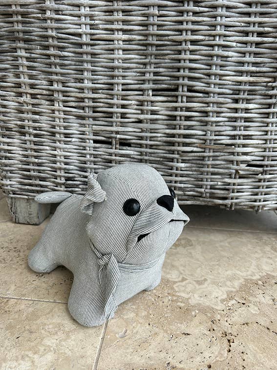 Weighted Door Stop- Frenchie - Charcoal Pinstripe